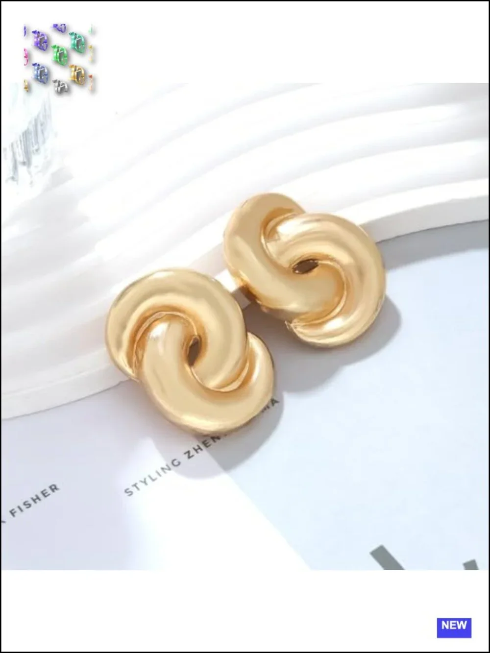 Chunky Gold Twisted Knot Dangle Earrings Large Spiral Geometric Statement